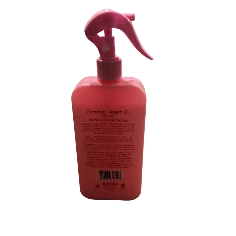 Dreamology Coconut Argan Oil 10-in-1‎ Heat Defense Spray 12oz Protectant Pink